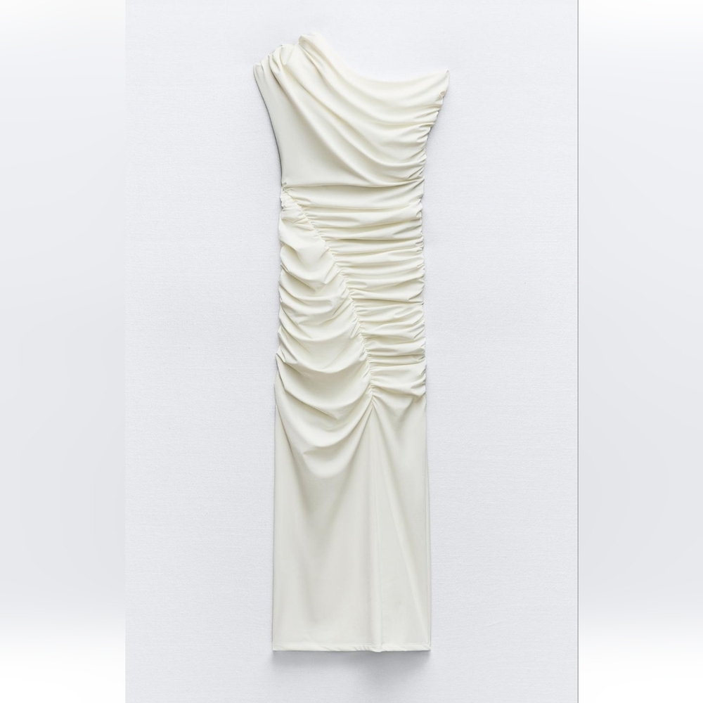 Zara White One-Shoulder Midi Dress - Picture 11 of 14